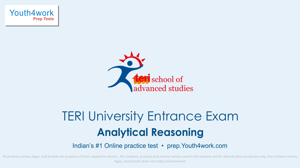 teri sas free reasoning mock tests, teri sas online reasoning test series, teri sas reasoning practice set, teri sas reasoning preparation test, online entrance exam reasoning test for teri sas, teri sas reasoning mcqs question, teri university admission reasoning test, teri school of advanced studi