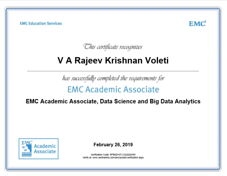 DATA SCIENTIST TRAINING BY DELL EMC