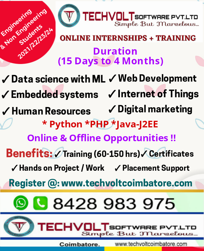 MCA Students | Internship in Coimbatore | Techvolt Software Pvt Ltd ...