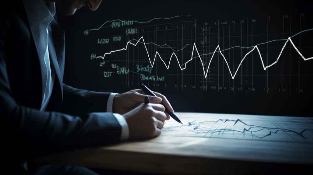 man-sits-desk-front-graph-showing-graph