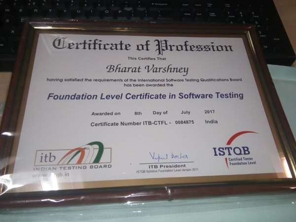 ISTQB Certificate | Youth4work Portfolios