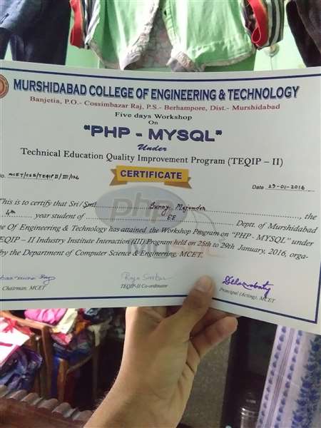 Certificate on PHP -  MySQL  