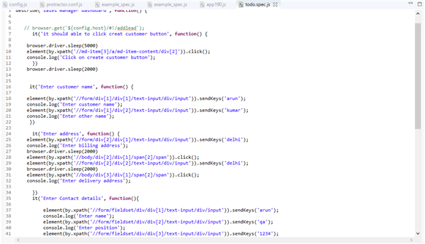 Sample Portractor Angular.JS Code