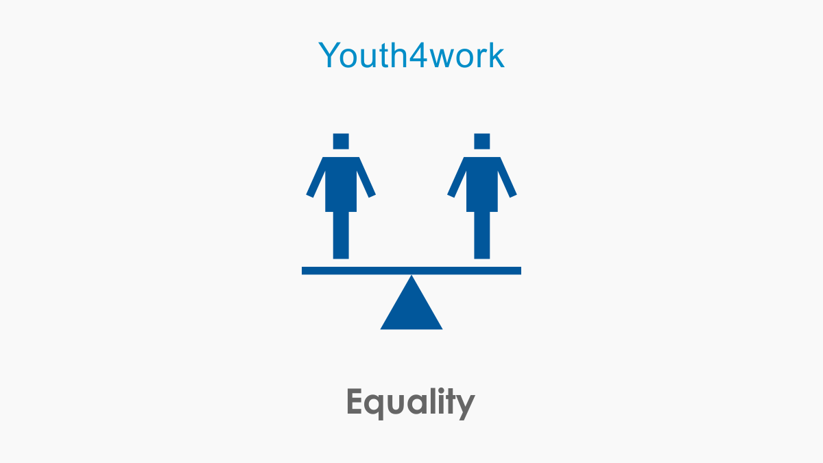 Equal that of. Equality. equality and trust. equity between two genders.