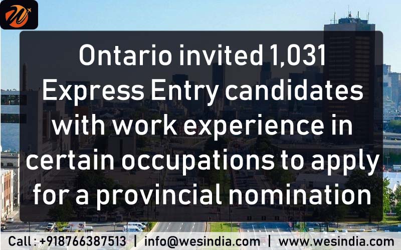 Ontario invited 1,031 Express Entry candidates with work experience || Oris Visas