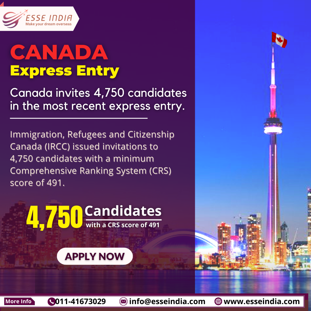 Canada invites 4,750 candidates in the most recent Express Entry draw