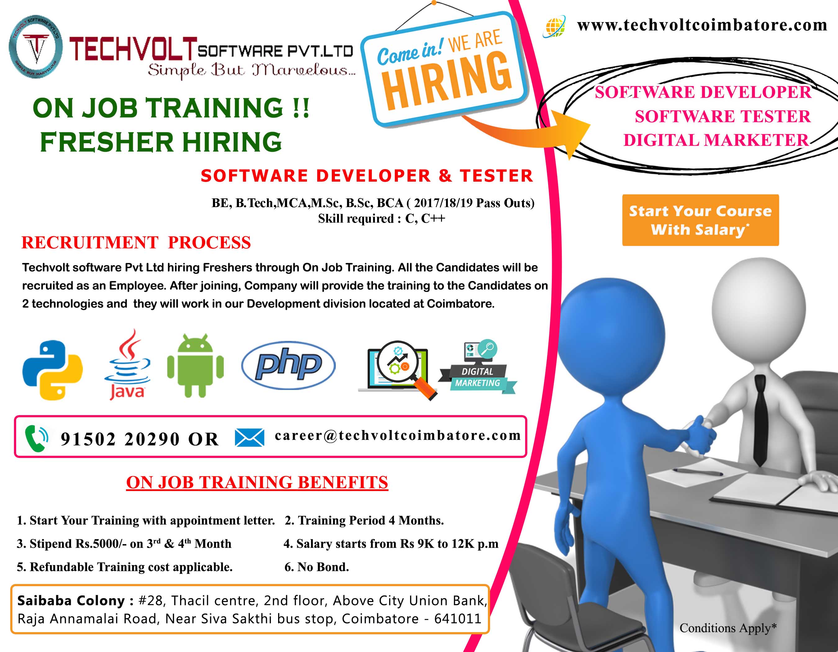 Bca On Job Training In Coimbatore Techvolt Software Pvt Ltd News And Blog