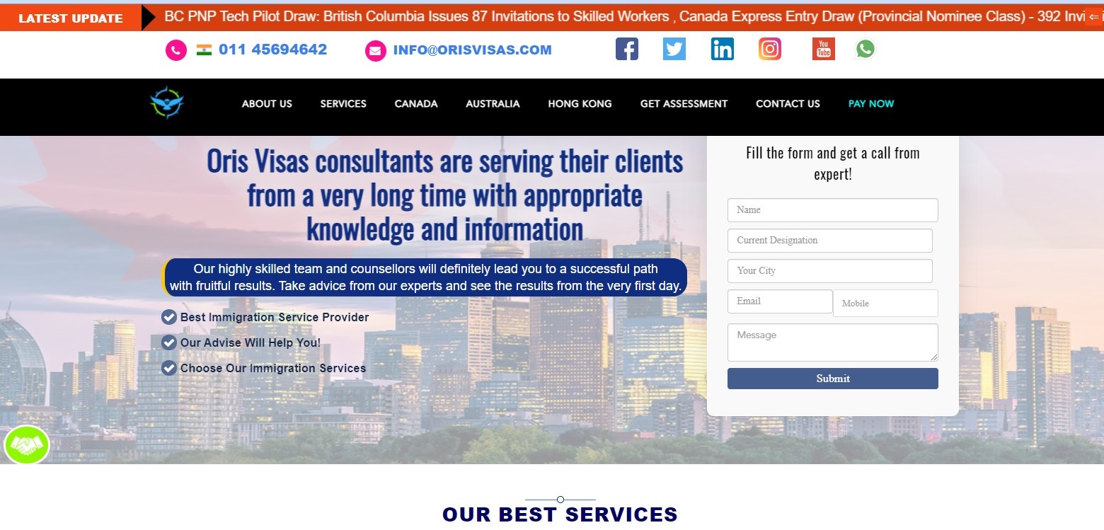Oris Visas consultants are serving their clients from a very long time with appropriate knowledge an